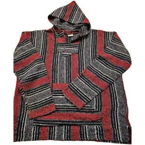 VTG Canyon Creek‎ Baja Mexican Poncho Hoodie SizeXXLMulti Red